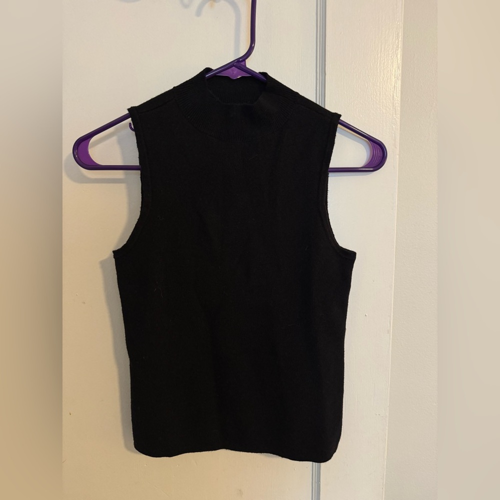 Nine West Black Sleeveless Mock-Neck Tank